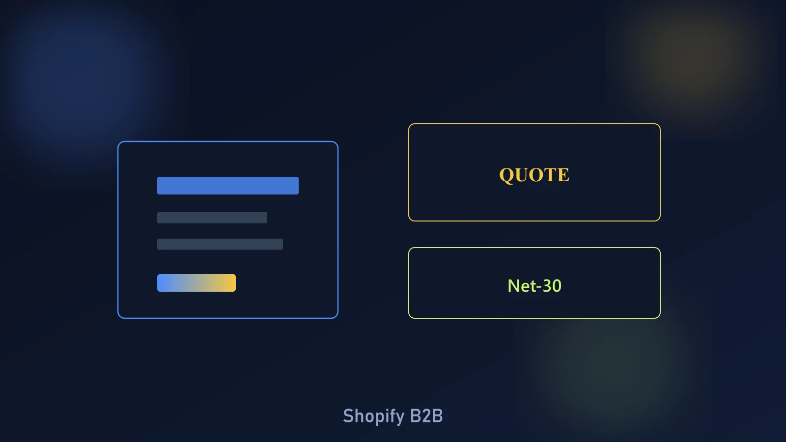 High-converting Shopify B2B store illustration showing company accounts, price lists, quote flow, and payment terms