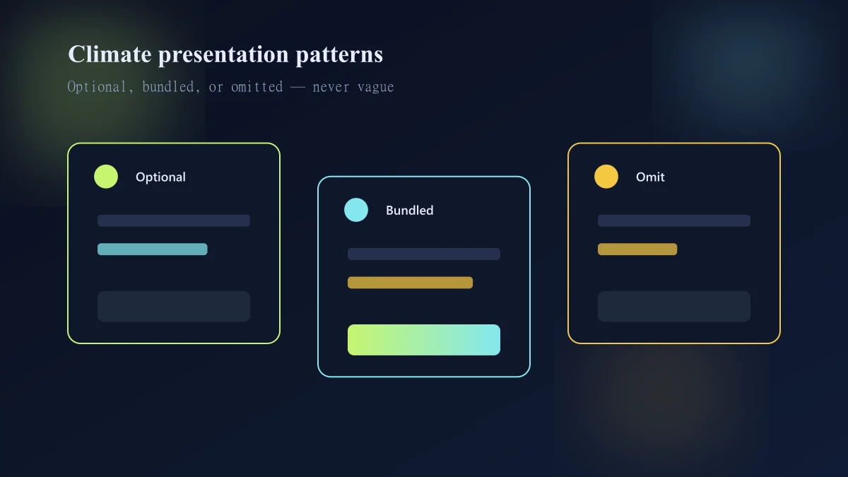 Optional versus bundled climate shipping presentation patterns in Shopify checkout
