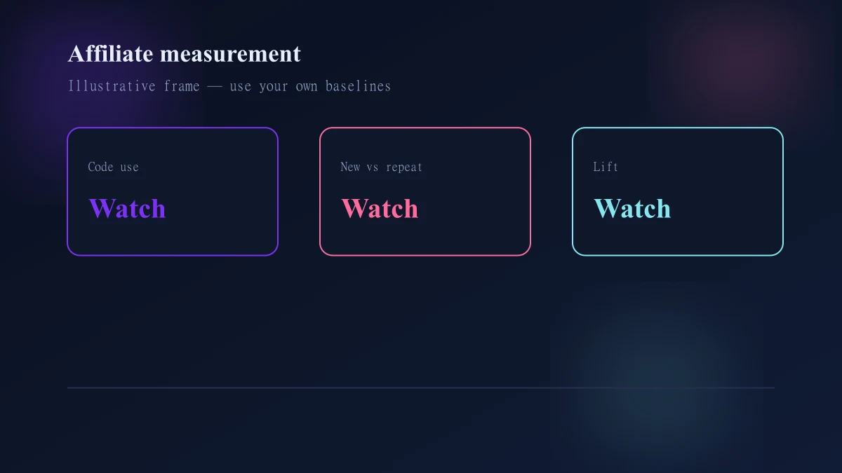 Creator affiliate measurement from codes and UTMs through incrementality and refund risk
