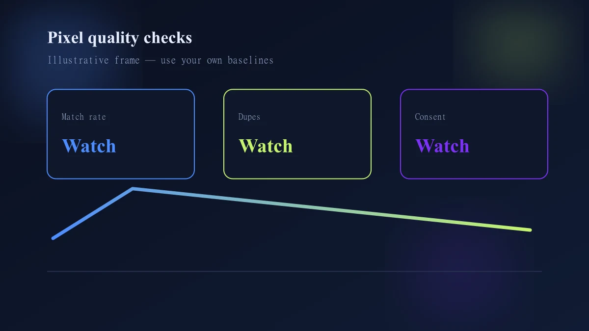 Health metrics for Shopify custom pixels covering coverage duplication consent and experiment-goal integrity