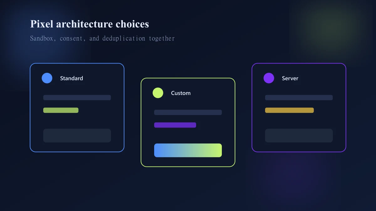 Shopify pixel architecture comparing a single customer-events pipeline with duplicated theme and tag-manager purchase tags