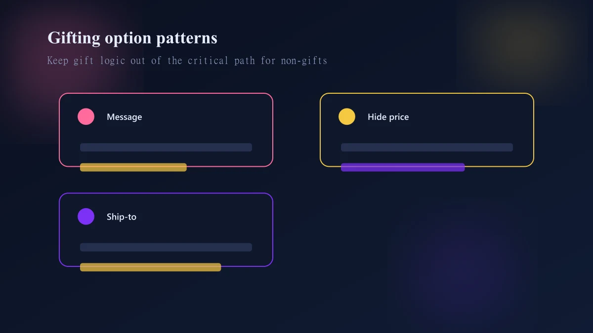 Focused versus overloaded Shopify gifting option patterns in cart and checkout