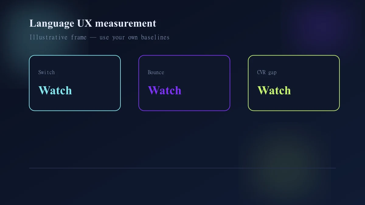 Measurement framework for Shopify language switcher use and locale quality