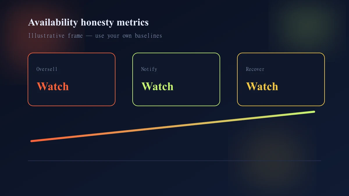 Metrics for inventory honesty covering failed checkouts notify conversion and complaint rate
