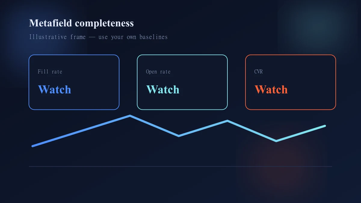 Measurement framework for Shopify metafield coverage and product-page conversion content