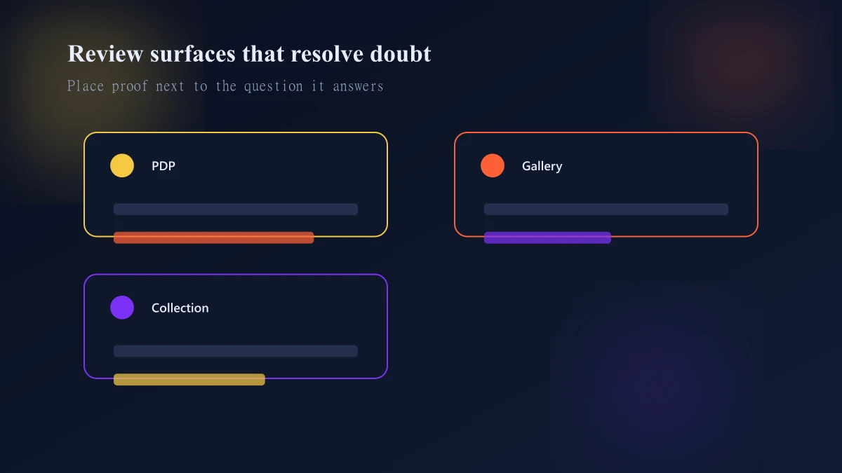 Shopify PDP and collection patterns for ratings photo UGC and Q&A hierarchy